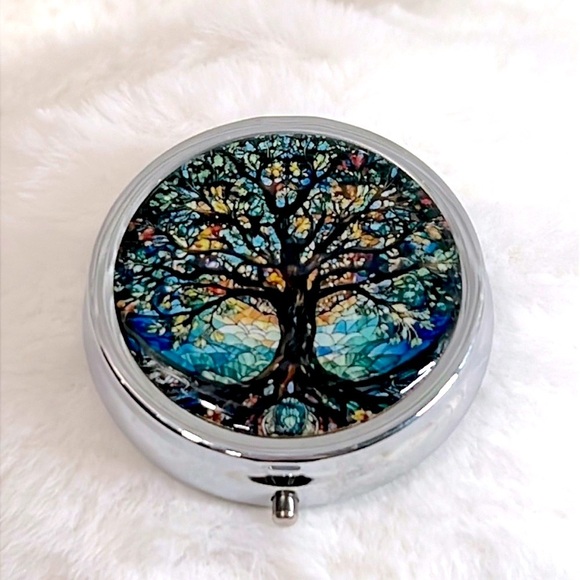 Pill Box Accessories - 🎉 Tree of Life Multi-Use Pill Box Mirror Container